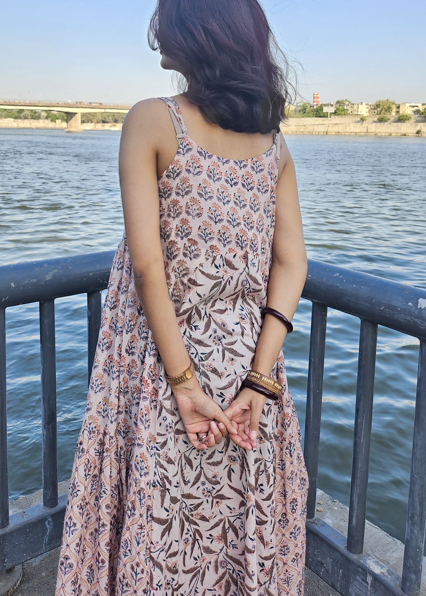 Beej Handblock print tier dress