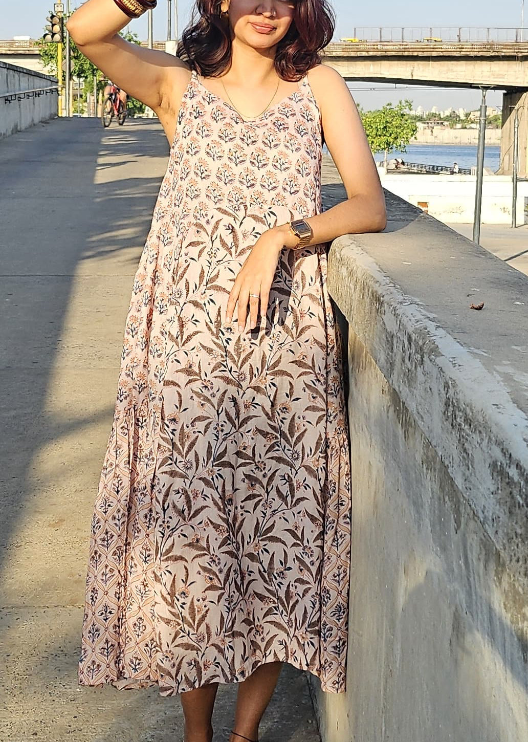 Beej Handblock print tier dress